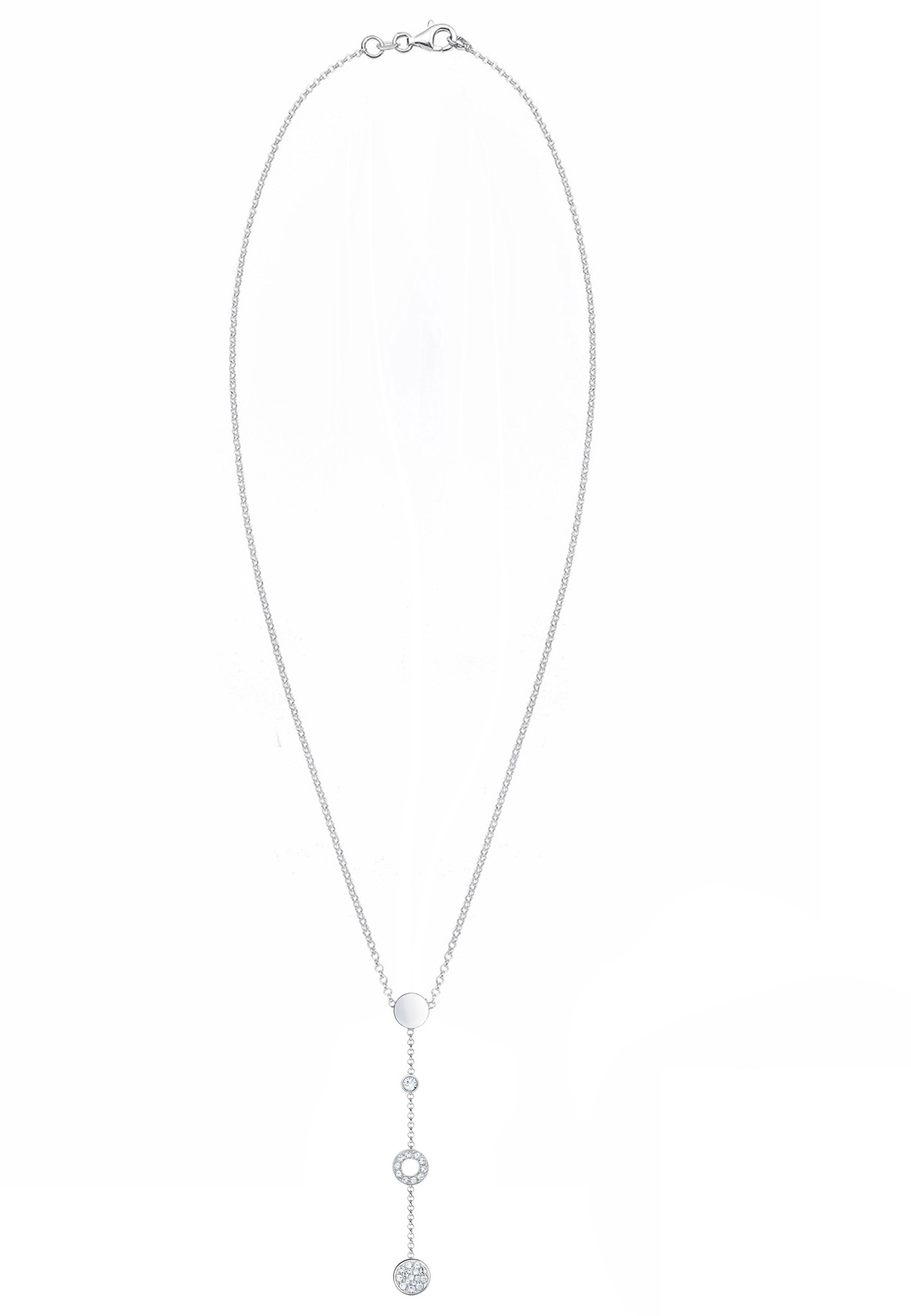 Collana da donna Elli a forma di Y con cerchi di cristallo in argento sterling 925