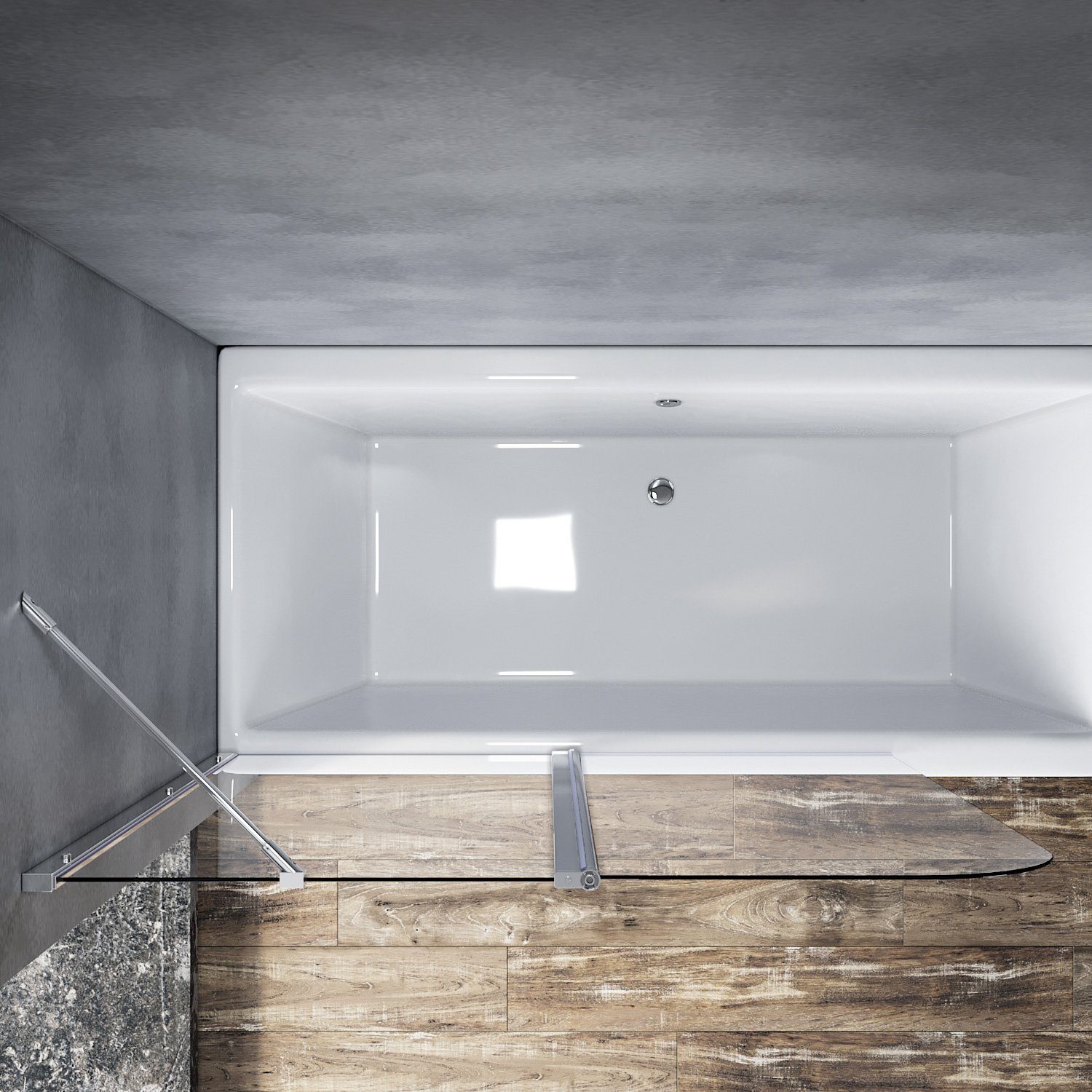SONNI Badewannenaufsatz Duschwand für Badewanne, Einscheibensicherheitsglas mit Nano Beschichtung, 120x140 cm, für Badezimmer, faltbar