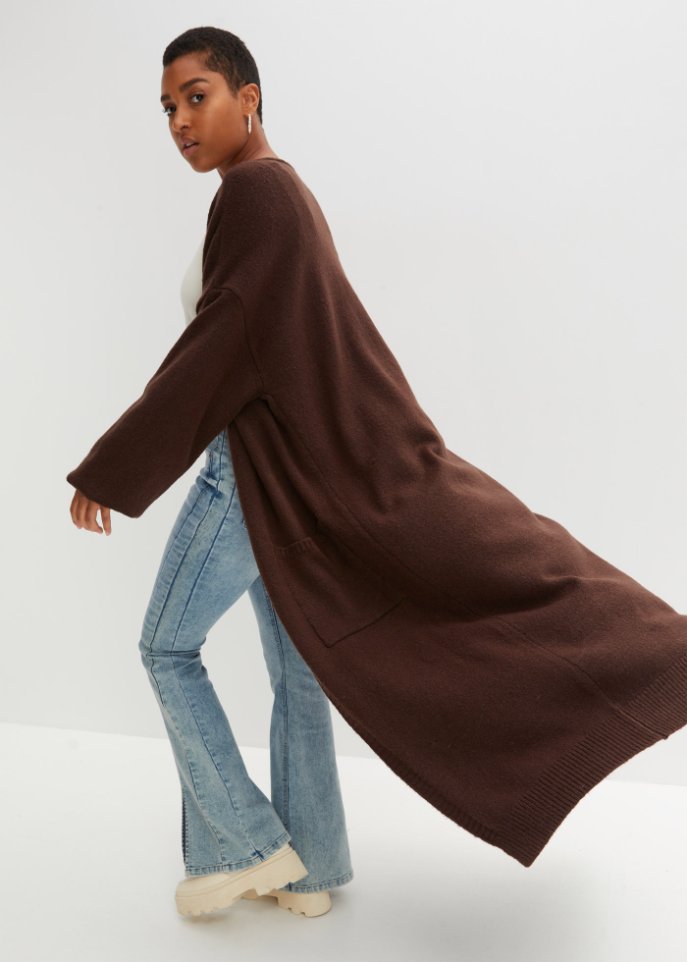 Oversize-Strickjacke in Midilänge