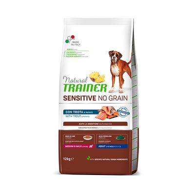 Natural Trainer Sensitive No Grain Adult Med/Maxi mit Forelle & Kartoffeln