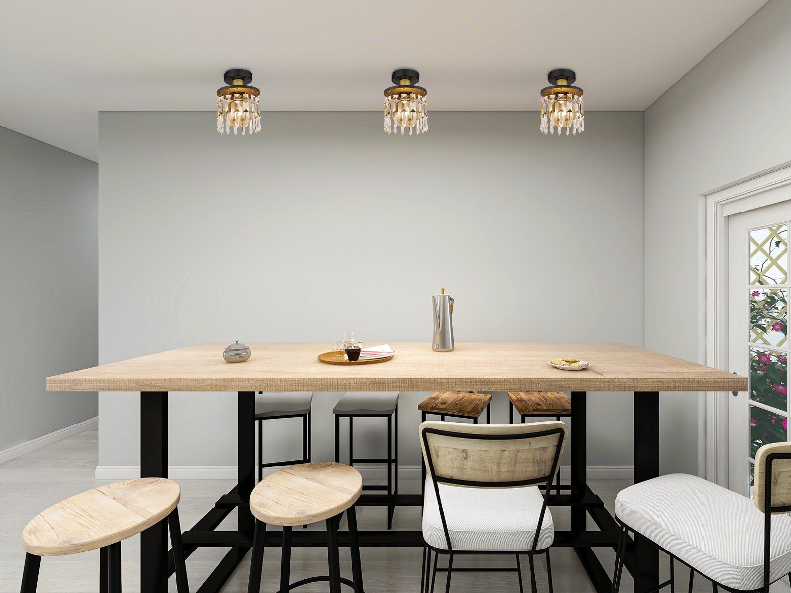 meineWunschleuchte LED Deckenleuchte, LED wechselbar, warmweiß, kleine ausgefallene Designer Lampe mit Kristall für Treppenhaus Ø 15cm