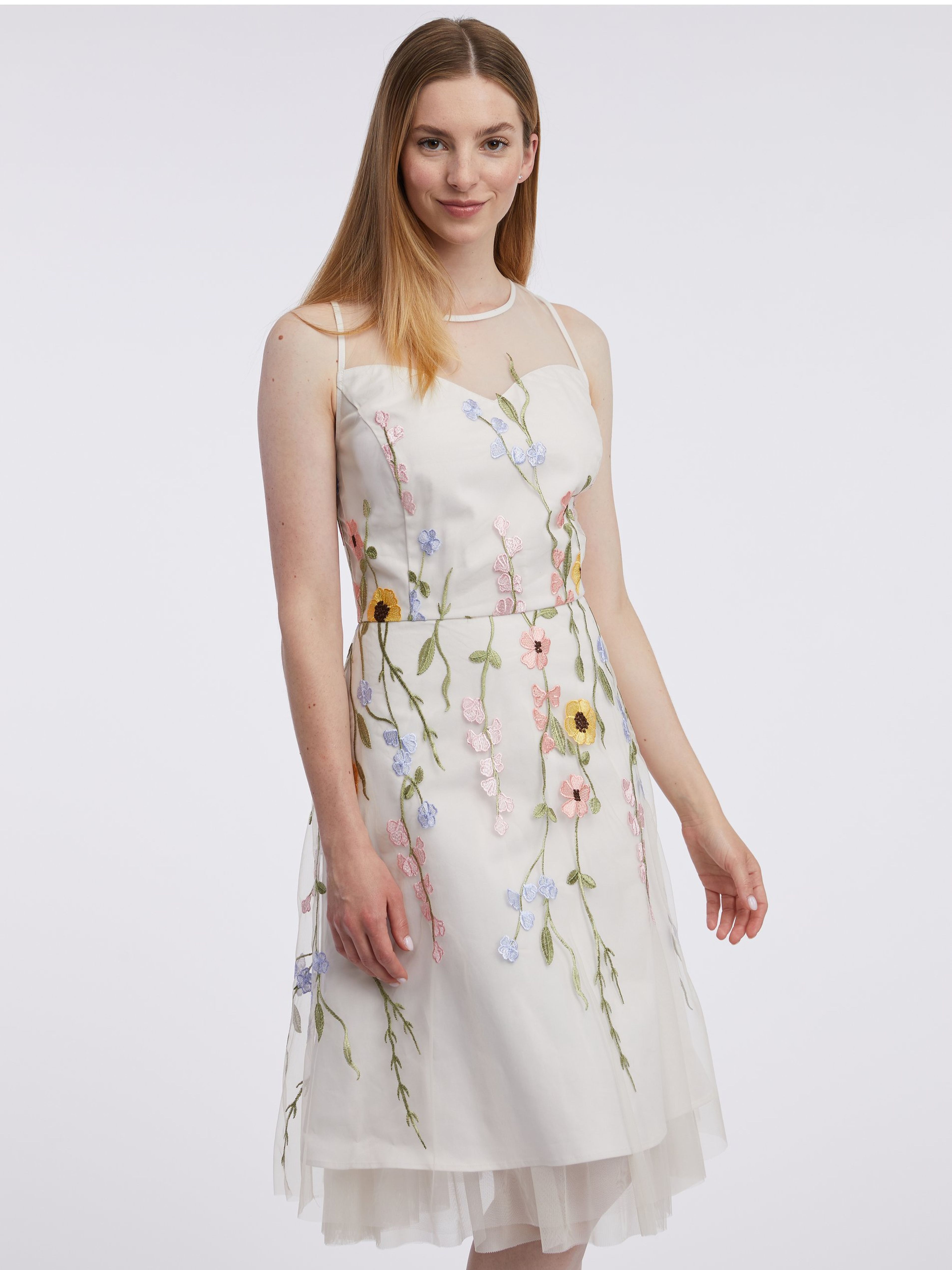 Weißes geblümtes Damenkleid ORSAY