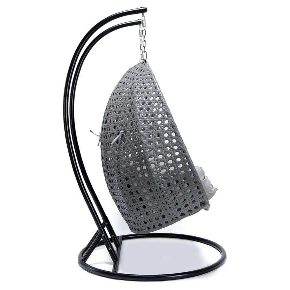 HOME DELUXE Hängesessel Polyrattan Hängesessel TWIN - inkl. Regenabdeckung (Set, 5-St., Arm, Fuß, Korb, Kissen, Kette, Karabinerhaken und Regenabdeckung), gefederte Aufhängung