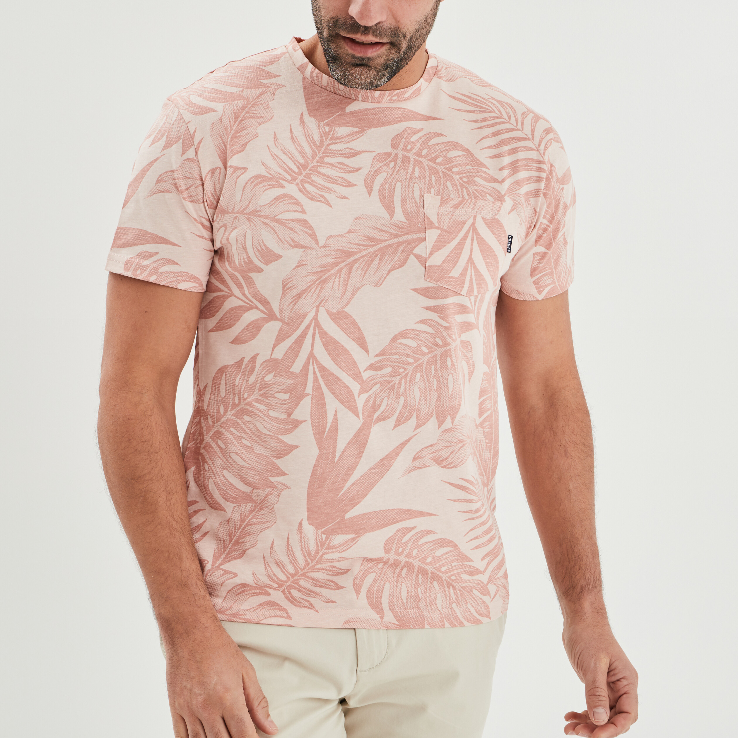 T-shirt manches courtes Creeks rose clair homme | La Halle