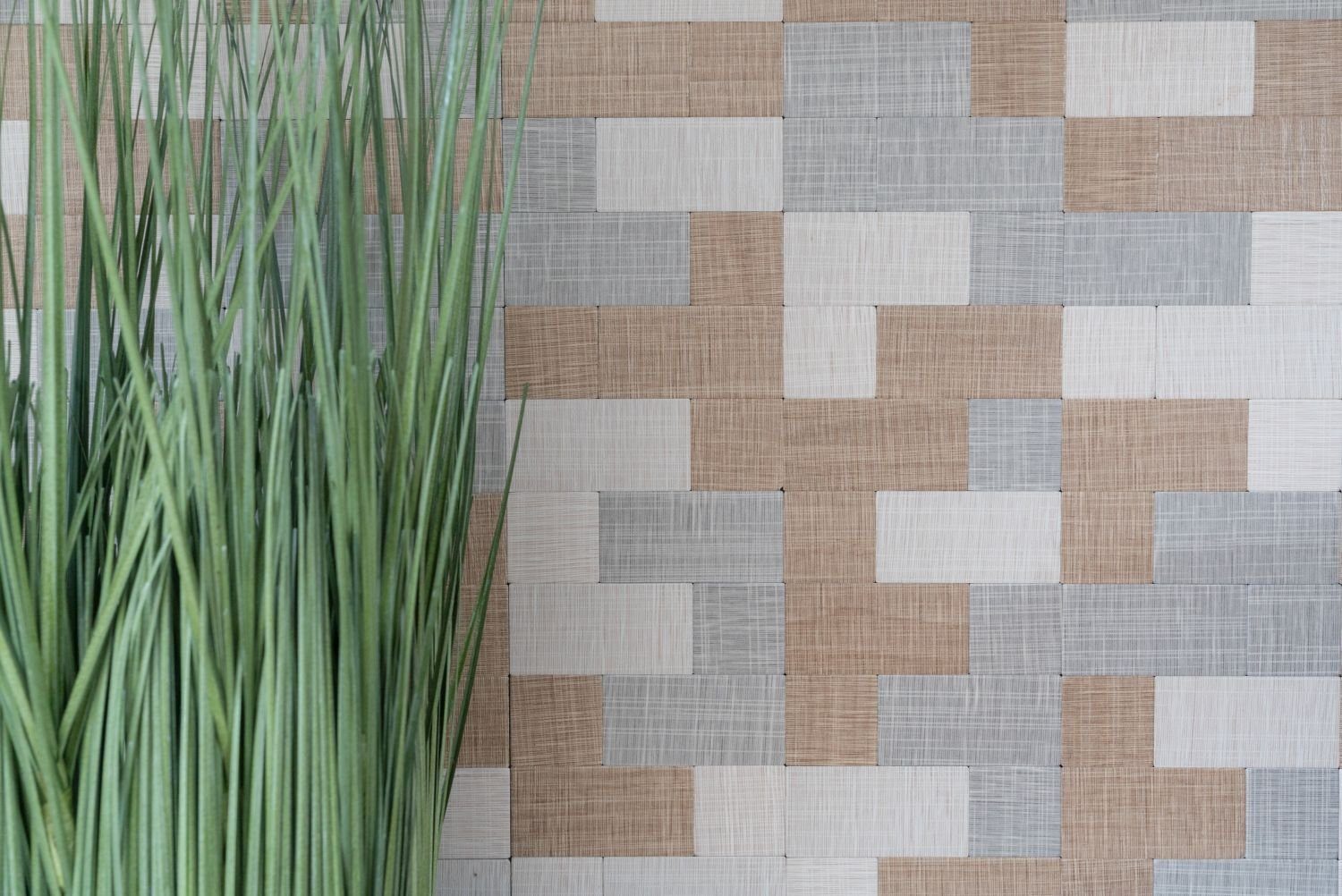 Mosani Mosaikfliesen Selbstklebende Wandfliesen in Textiloptik Fliesenaufkleber, Küchenrückwand, Spritzschutz
