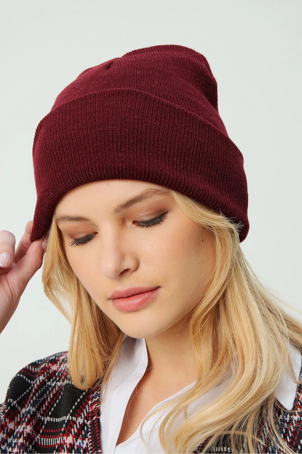 Trend Alaçatı Stili  Bordeauxrote Baskenmütze für Damen ALC-A2035