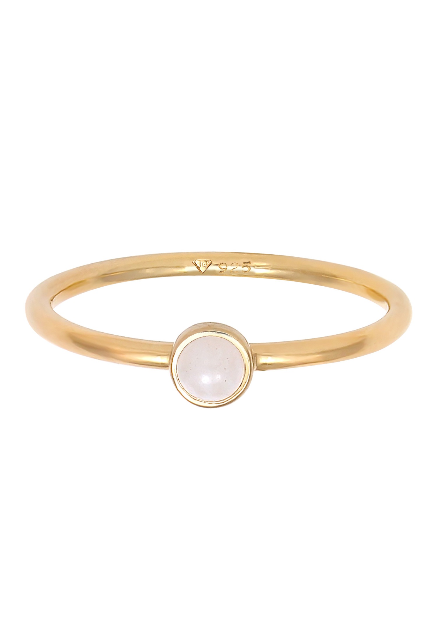 Pila básica minimalista Elli para mujer con cuarzo rosa en plata de ley 925 chapada en oro.