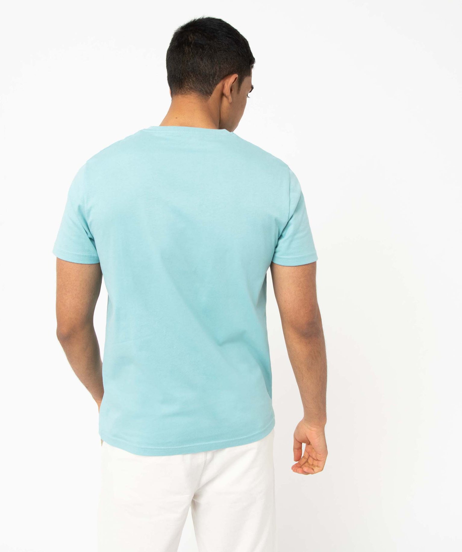 Tee-shirt homme à manches courtes à motif estival bleu | GEMO