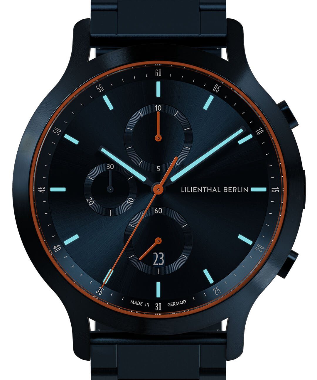 Lilienthal Berlin Chronograph Chronograph Blue Orange - Edelstahl Blau