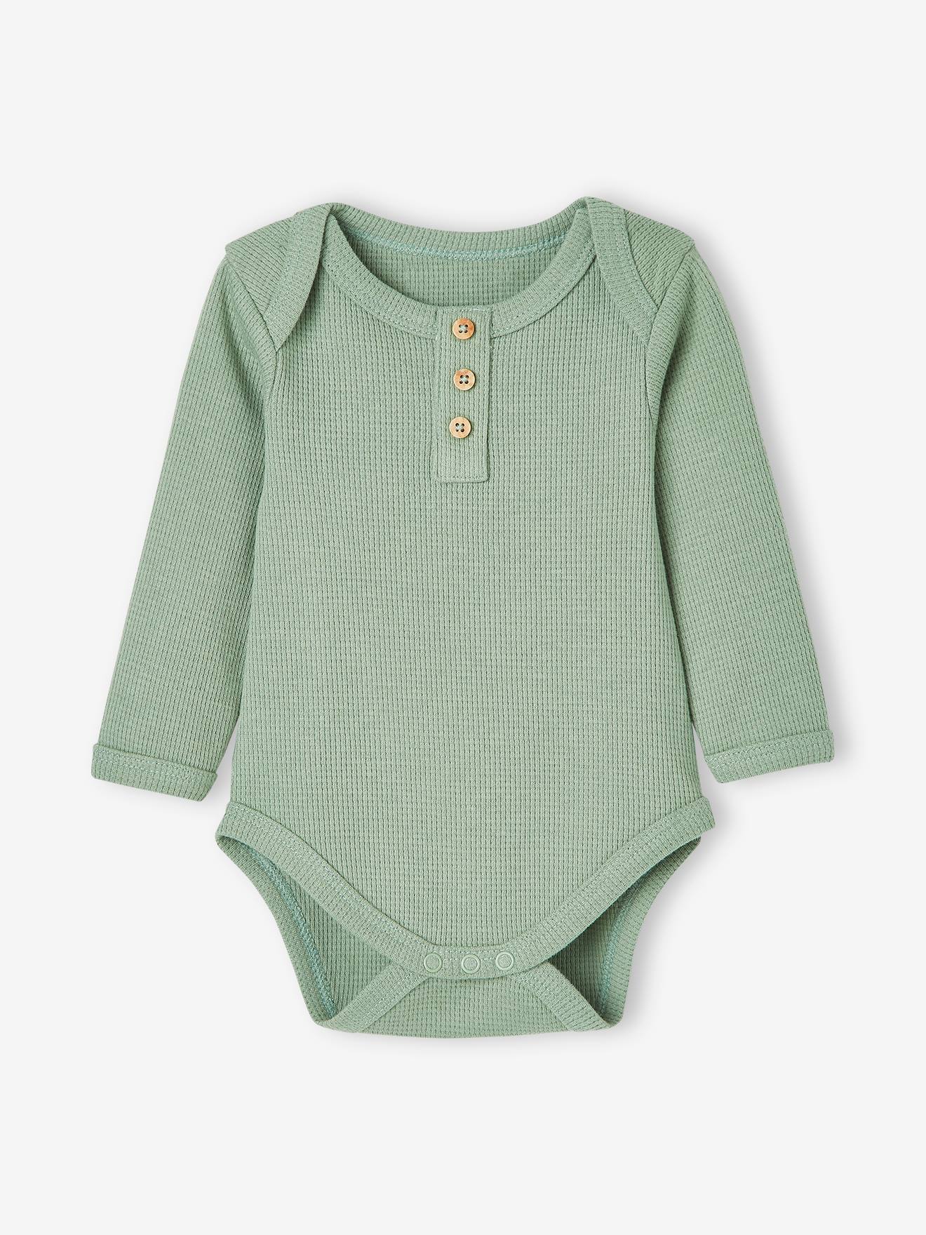Lot de 2 bodies manches longues bébé maille nid d'abeille bleu nuit