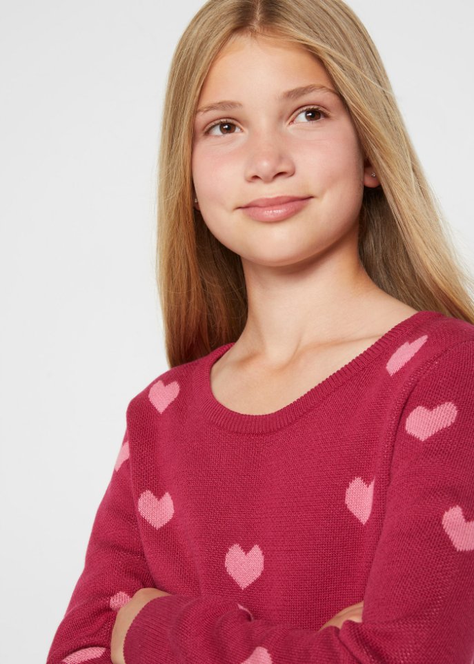 Mädchen Strickpullover mit Herzen