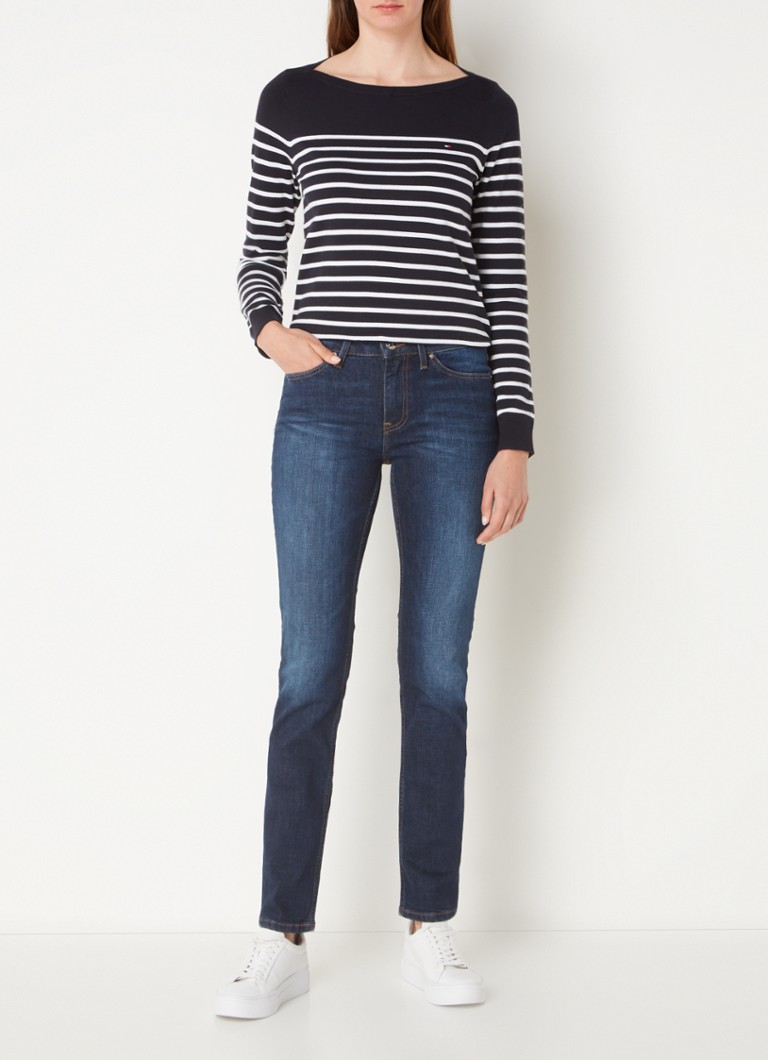 Džínsy slim fit so stredným pásom od Tommyho Hilfigera s tmavým praním