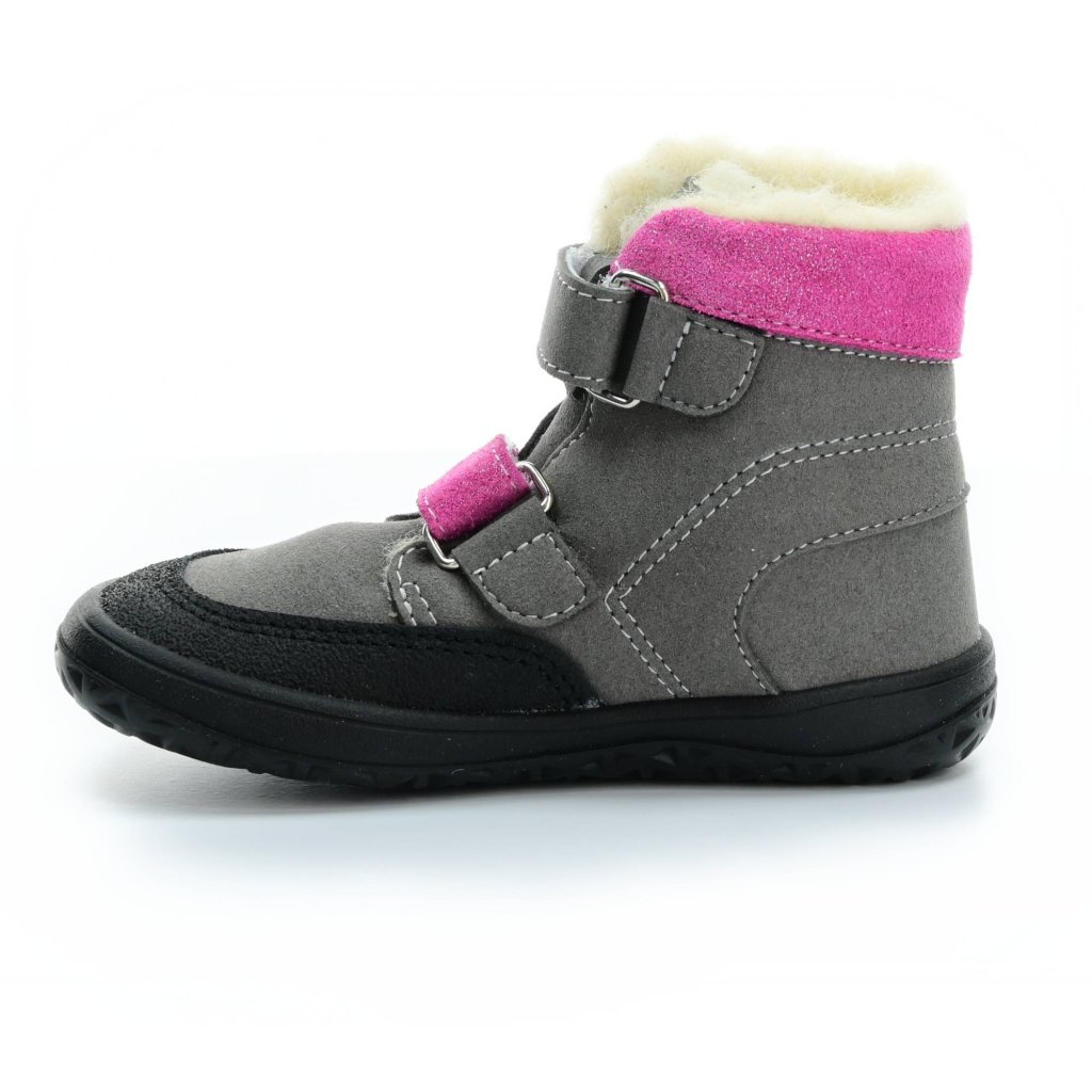 Jonap Falco Winter SLIM Grau-Rosa mit Wolle gefütterte Barfuß-Stiefeletten