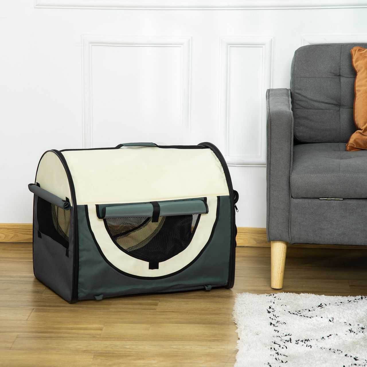 PawHut Hundebox Haustierrucksack mit Kissen faltbar Dunkelgrau 61 x 46 x 51 cm