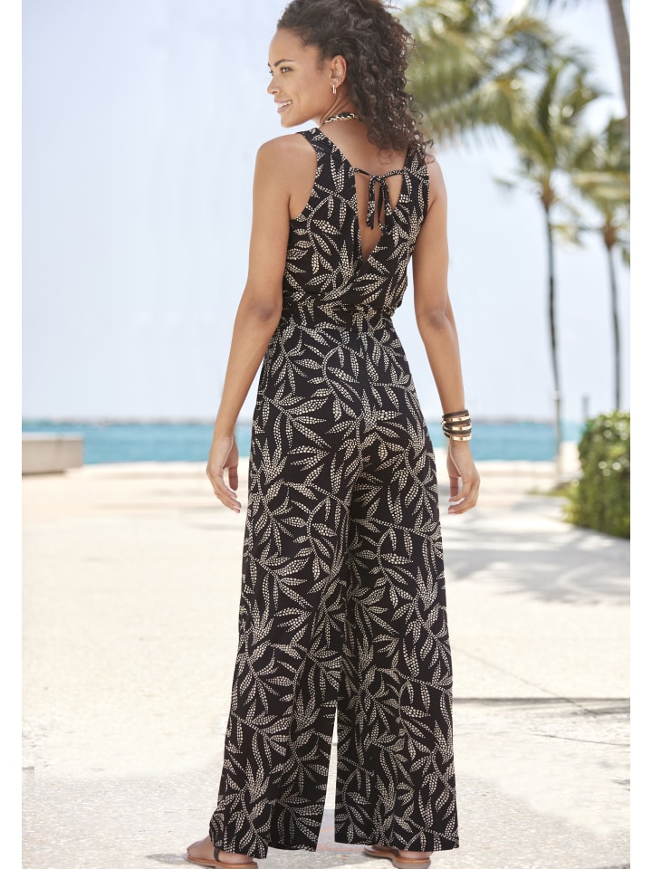 LASCANA Overall in schwarz-sand bedruckt günstig kaufen