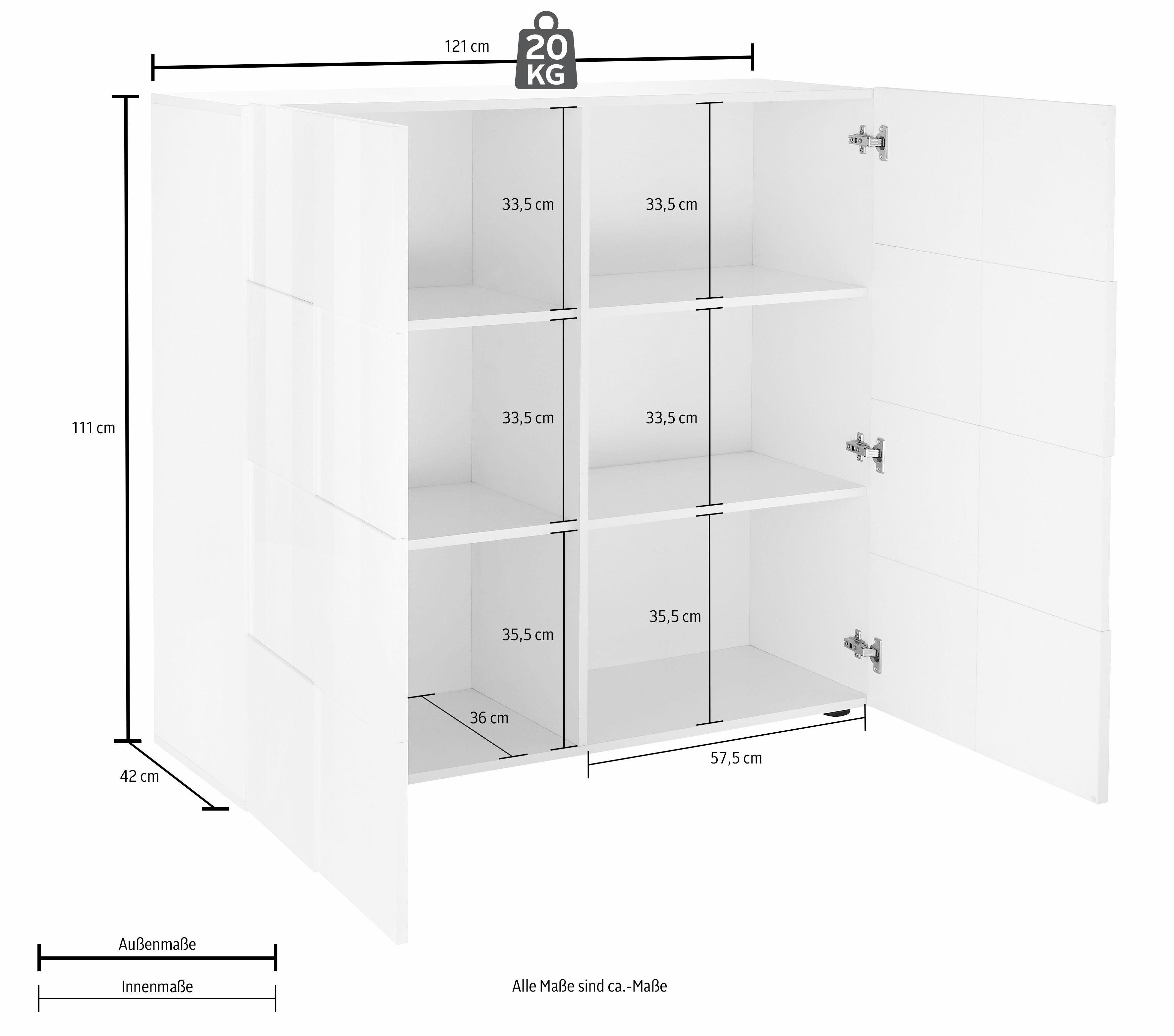LC Highboard Dama, Breite 121 cm