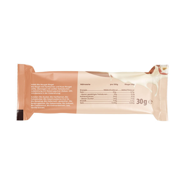 Bio Veganer Schokoriegel, White Nougat, 12er Set (12 x 30g = 360g)