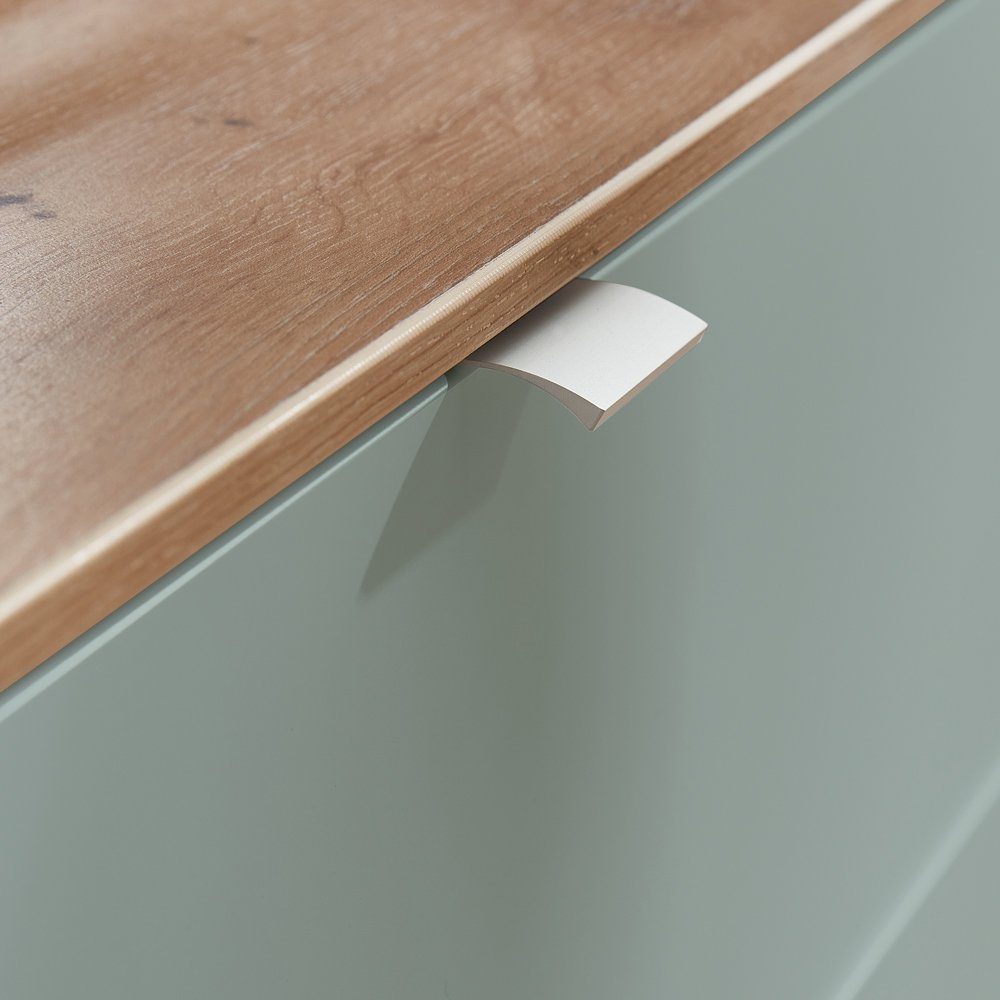 Lomadox Wohnwand CUST-36, (3-St., 3-tlg), Set mit 2 Wandboards grün mit Eiche 240 cm, Wohnwand, Fernsehschrank