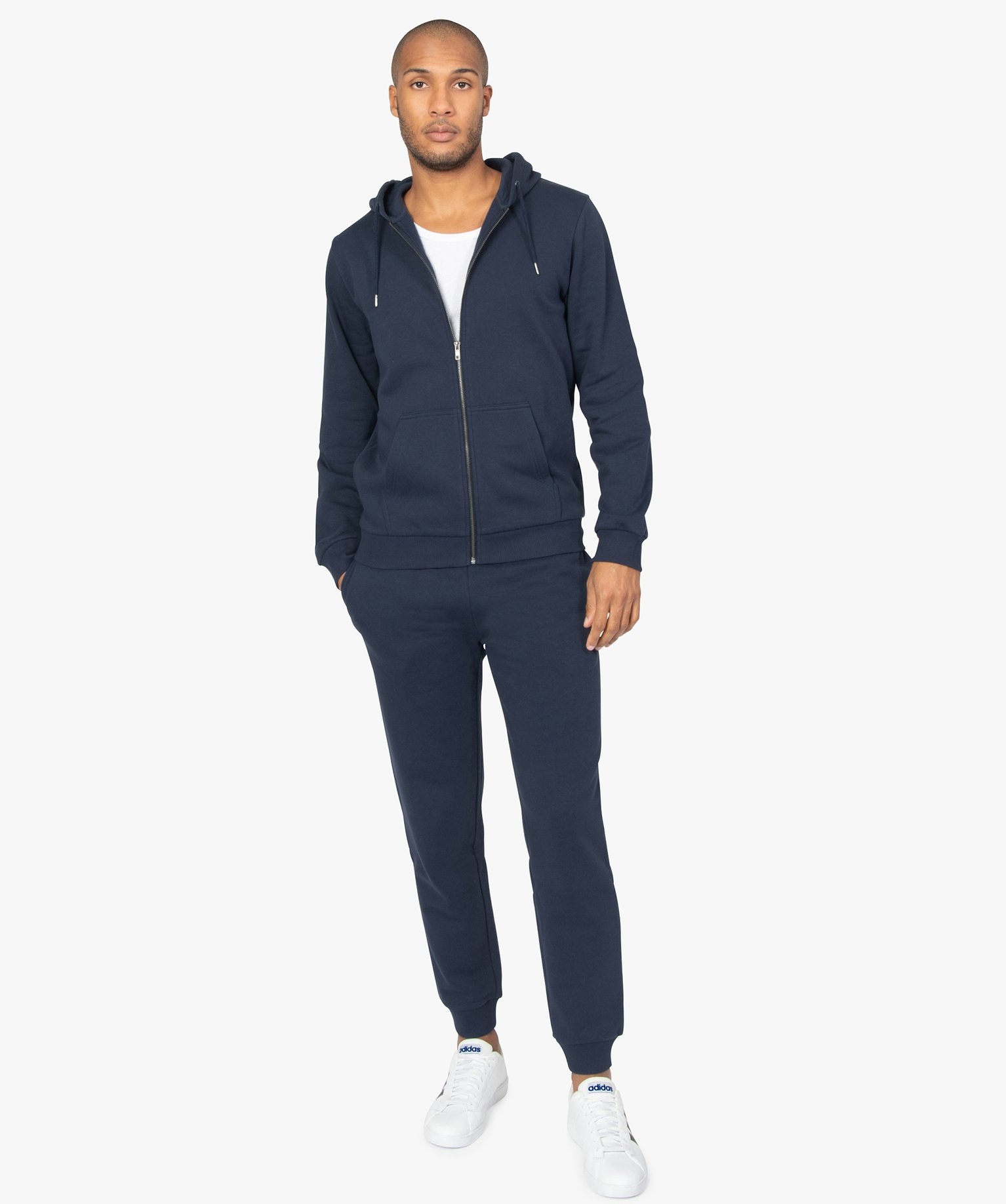 Sweat homme à capuche contenant du coton bio bleu fonce | GEMO