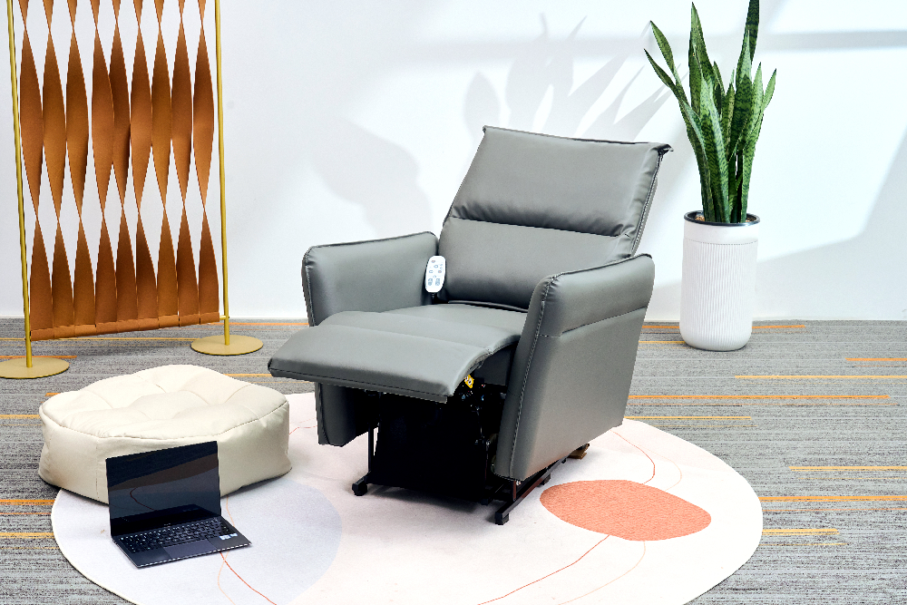 Happy Home elektrischer Schaukel- und Massagesessel mit Heizfunktion, Beinanhebung & Airbag HWP74-GRA grau