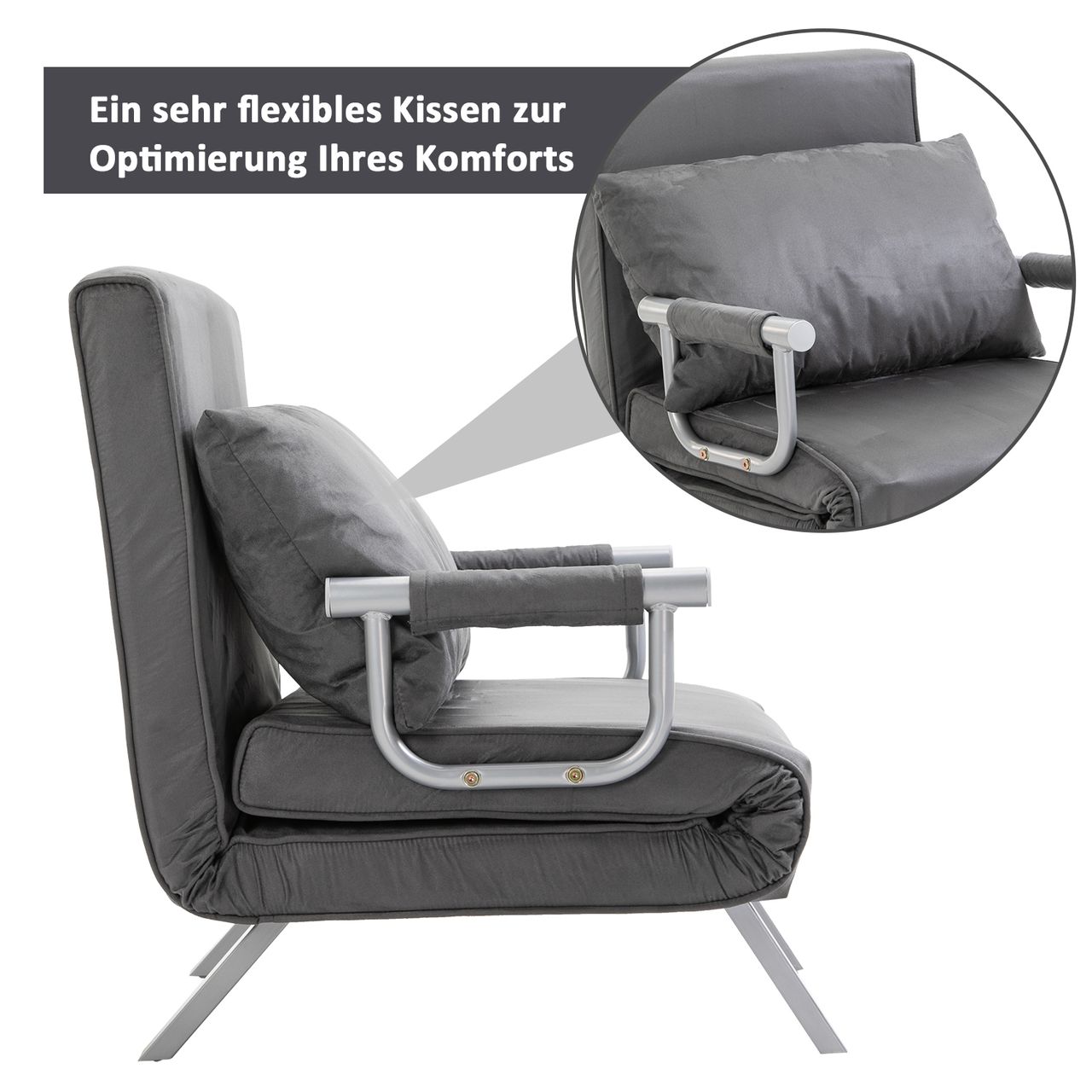 HOMCOM Schlafsofa mit Armlehne