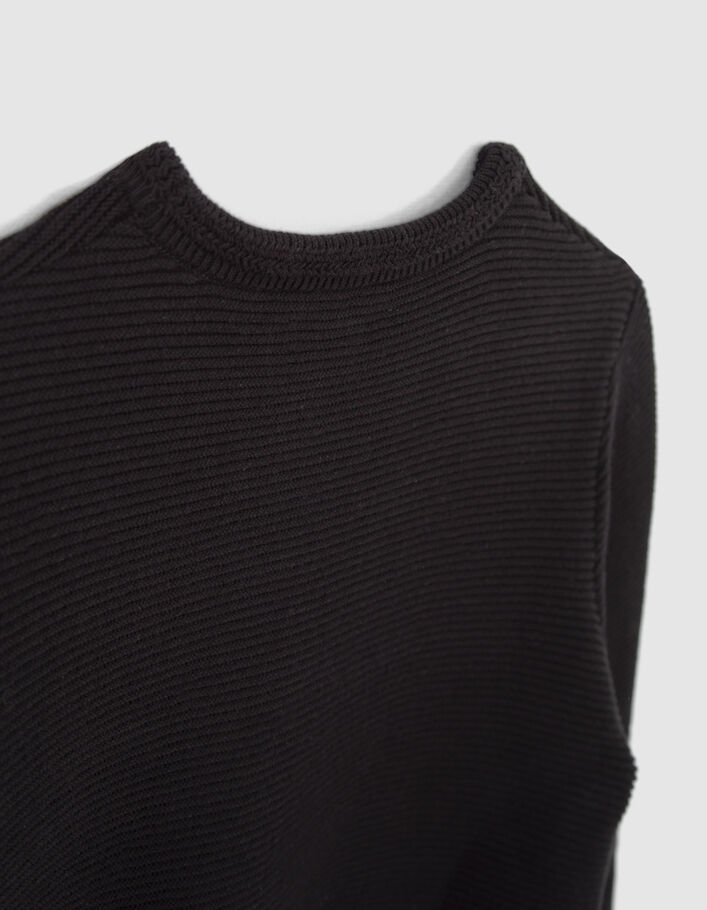 Pull noir bi-matière visuel embossé garçon