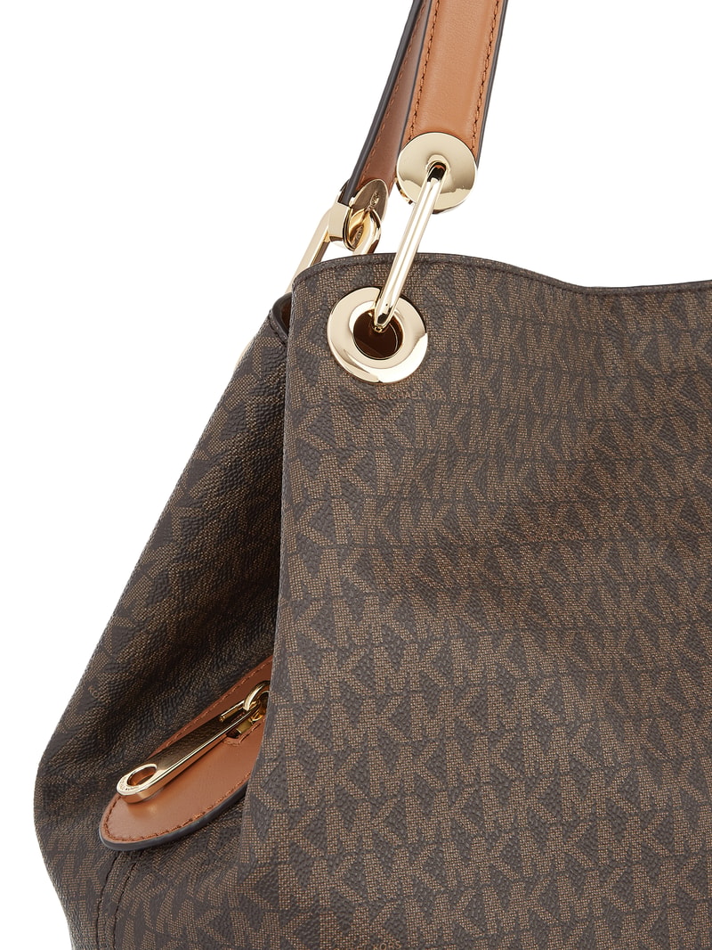 Handtasche mit Logo-Muster in schokobraun
