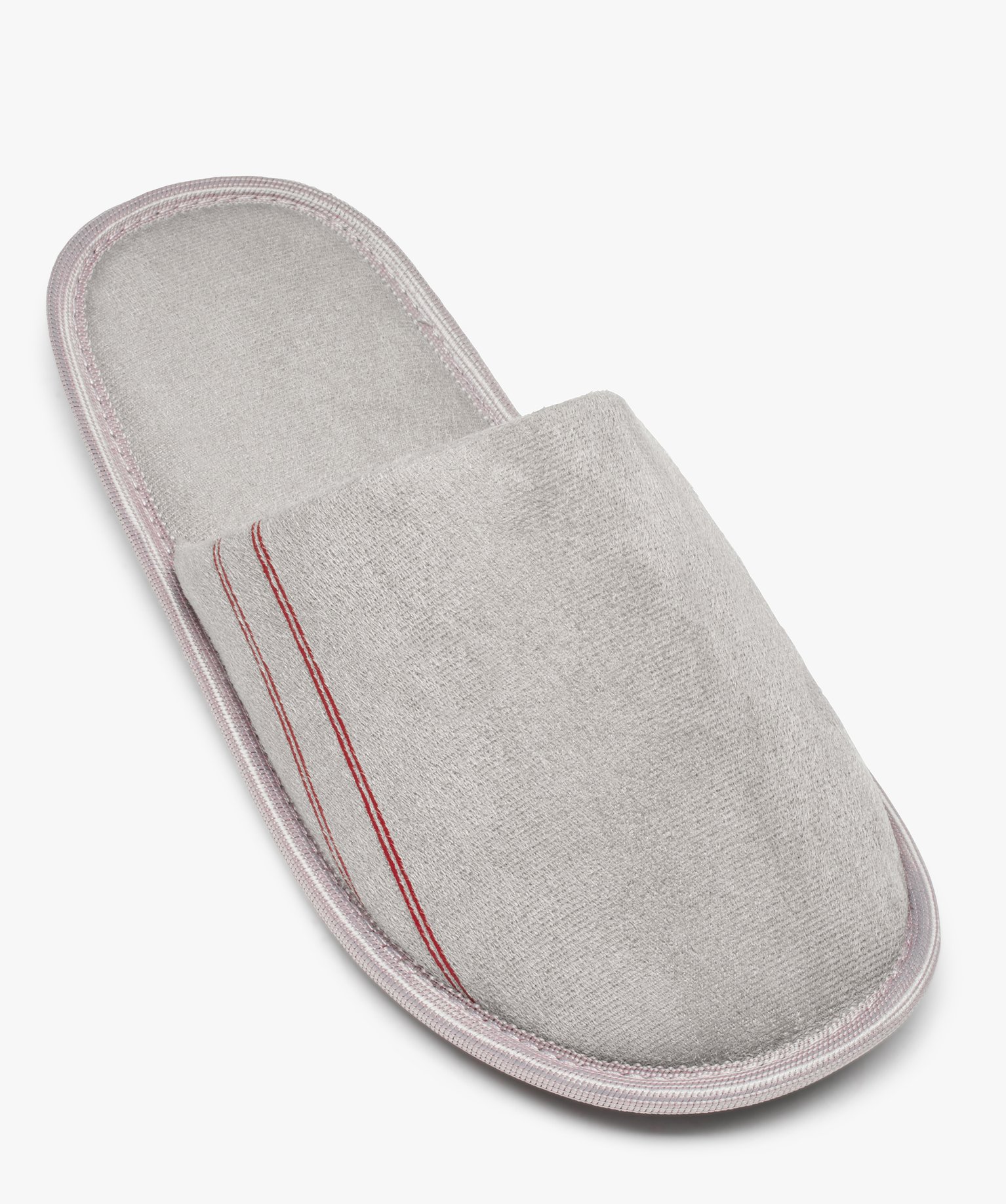 Chaussons homme mules plates en velours ras uni gris | GEMO