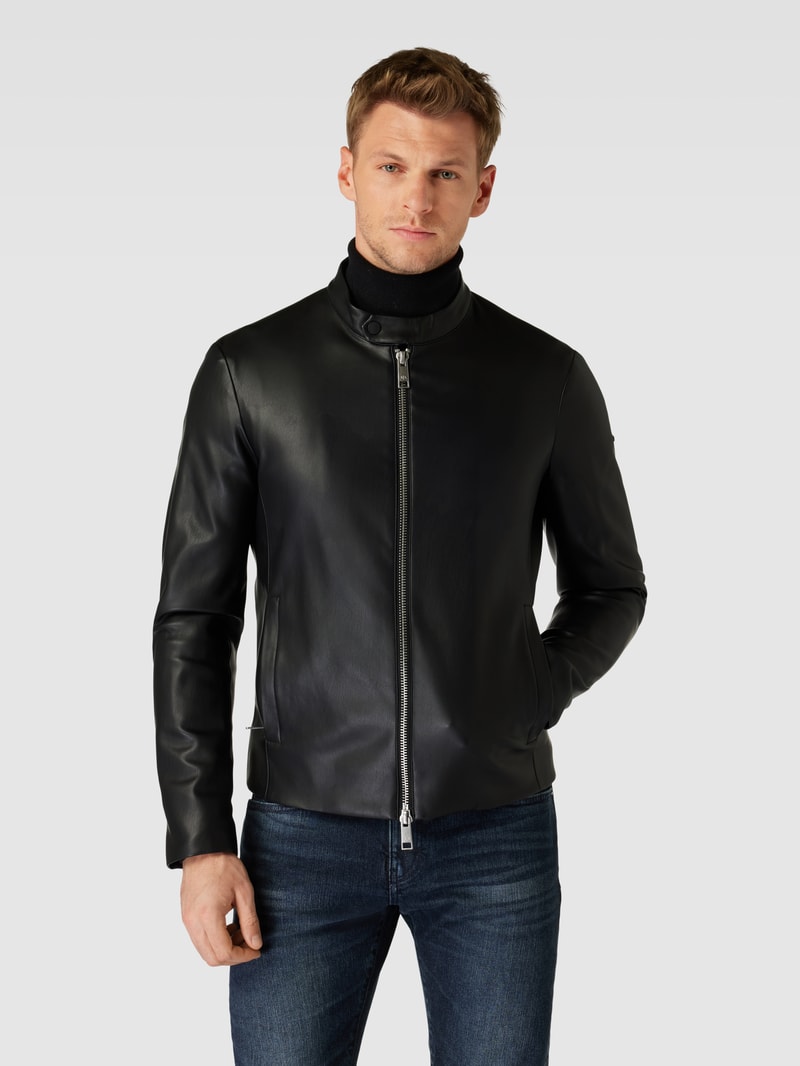 Jacke in Leder-Optik in schwarz