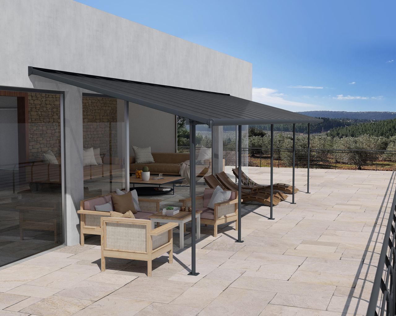 Canopia Terrassenüberdachung Capri  860x295cm Grau