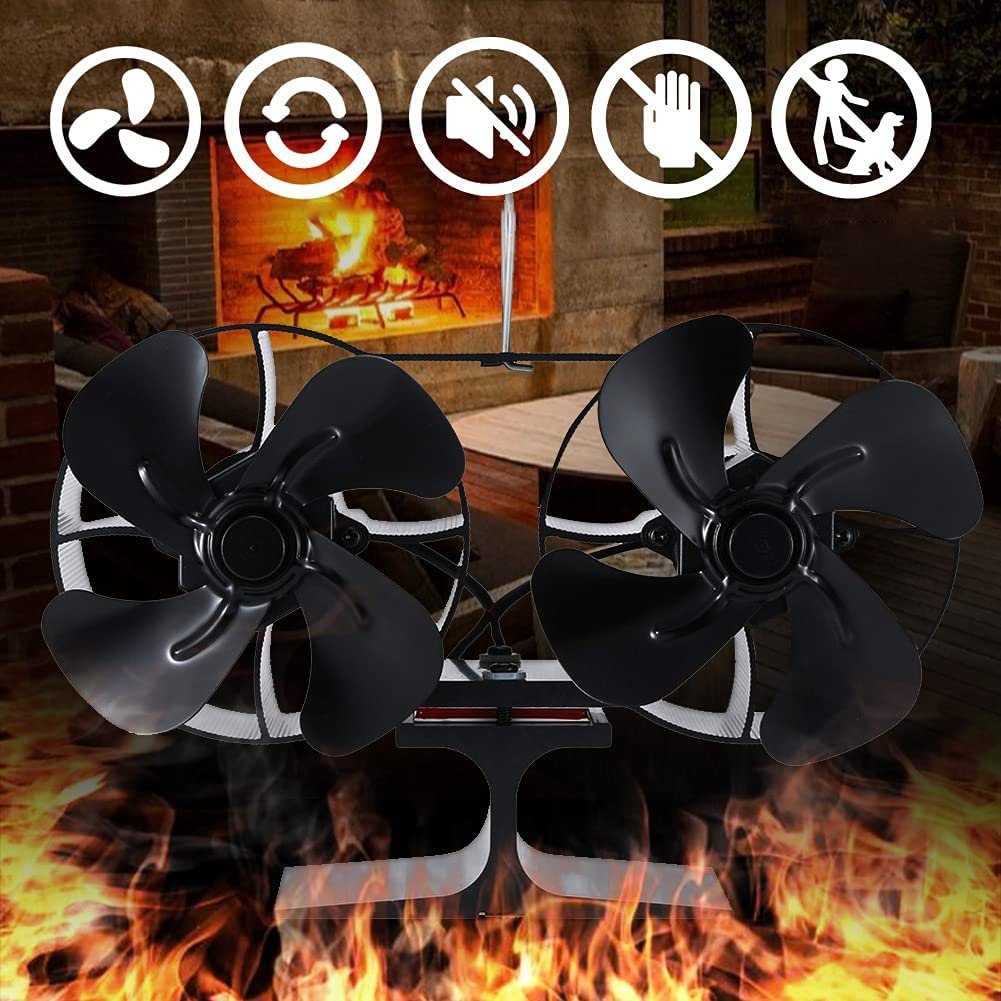 AKKEE Kaminventilator 8 Blättern Kaminbesteck Lüfter Leiser Kamin Ventilator Ofenventilator, Ohne Strom, Kaminlüfter für Holz/Brennholz/Feuerstelle/Ofenrohr