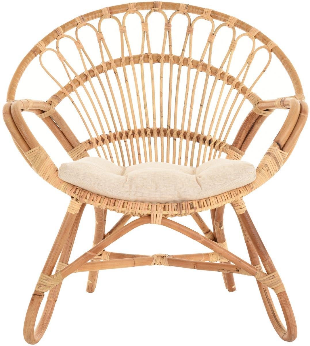 Krines Home Rattanstuhl Set/2 Korbsessel mediterran Lounge Rattansessel Natur Rattan (Tropic), Korbstuhl mit Armlehnen Wintergarten