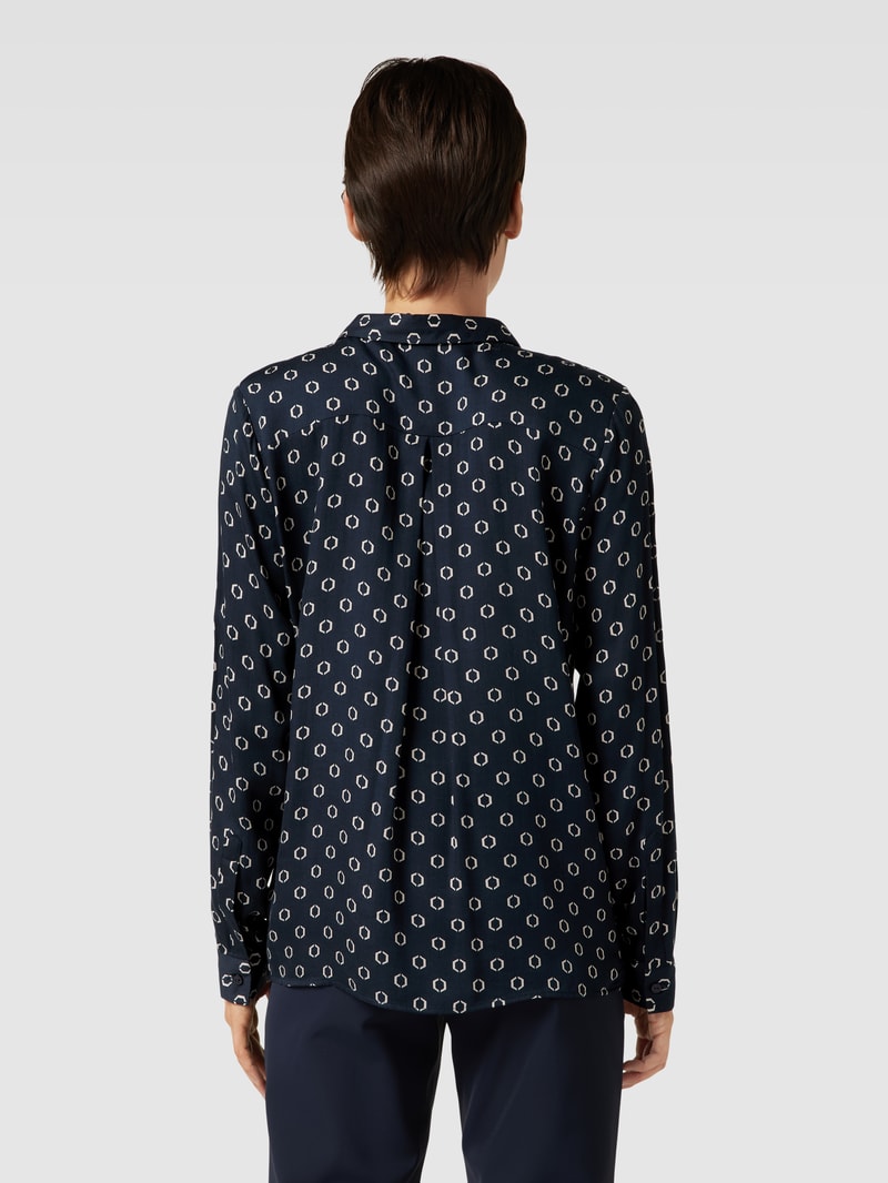 Hemdbluse mit Allover-Muster in marineblau