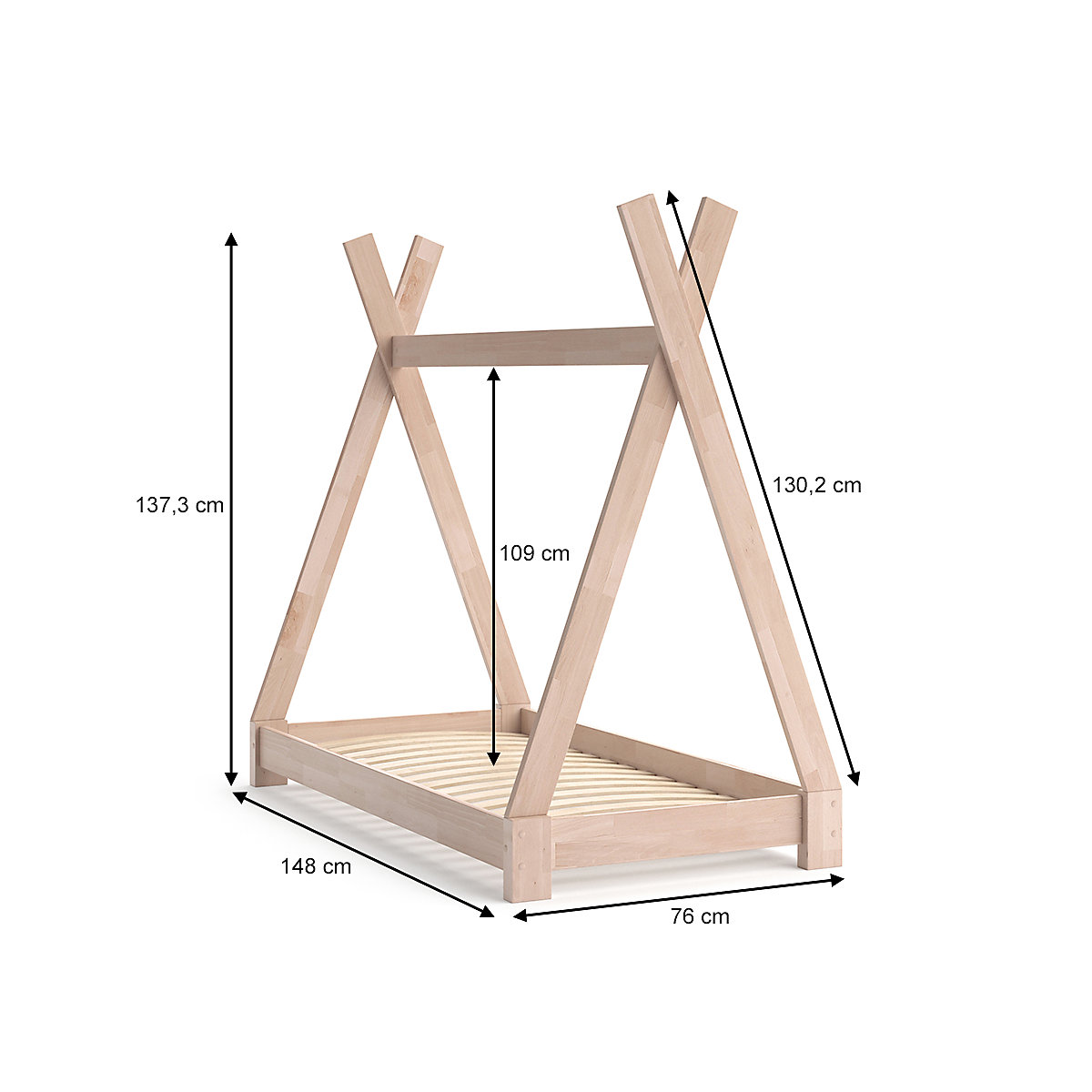 Kinderbett TIPI  70 x 140 cm Natur