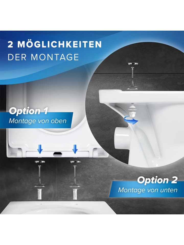 Benkstein BENKSTEIN Premium Toilettendeckel - antibakteriell D-Form weiß - Absenkautomati günstig kaufen onesize