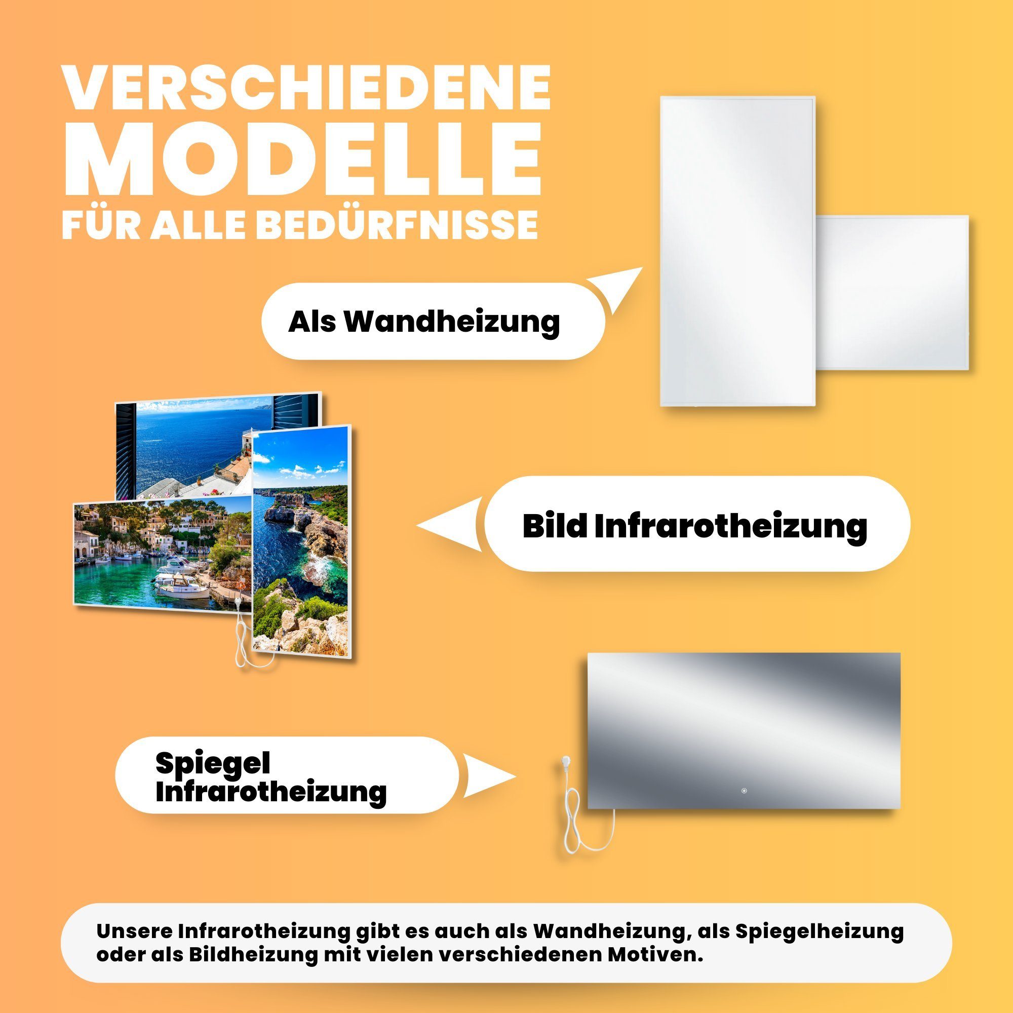 Bringer Infrarotheizung BRIHSF, inkl. Standfüße, 5 Jahre Garantie, TÜV