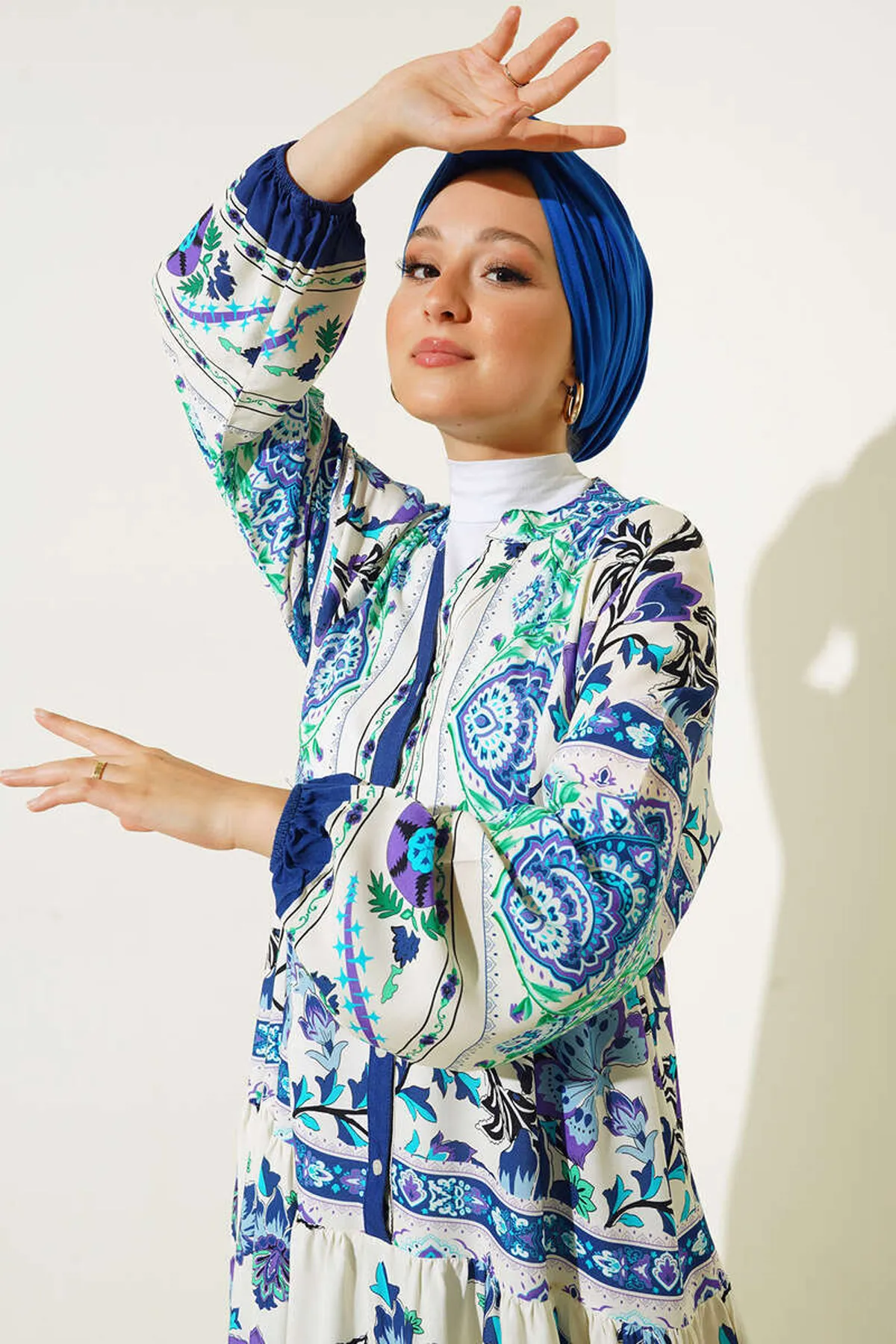 Bigdart  2423 Authentisches gemustertes Hijab-Kleid – Saks