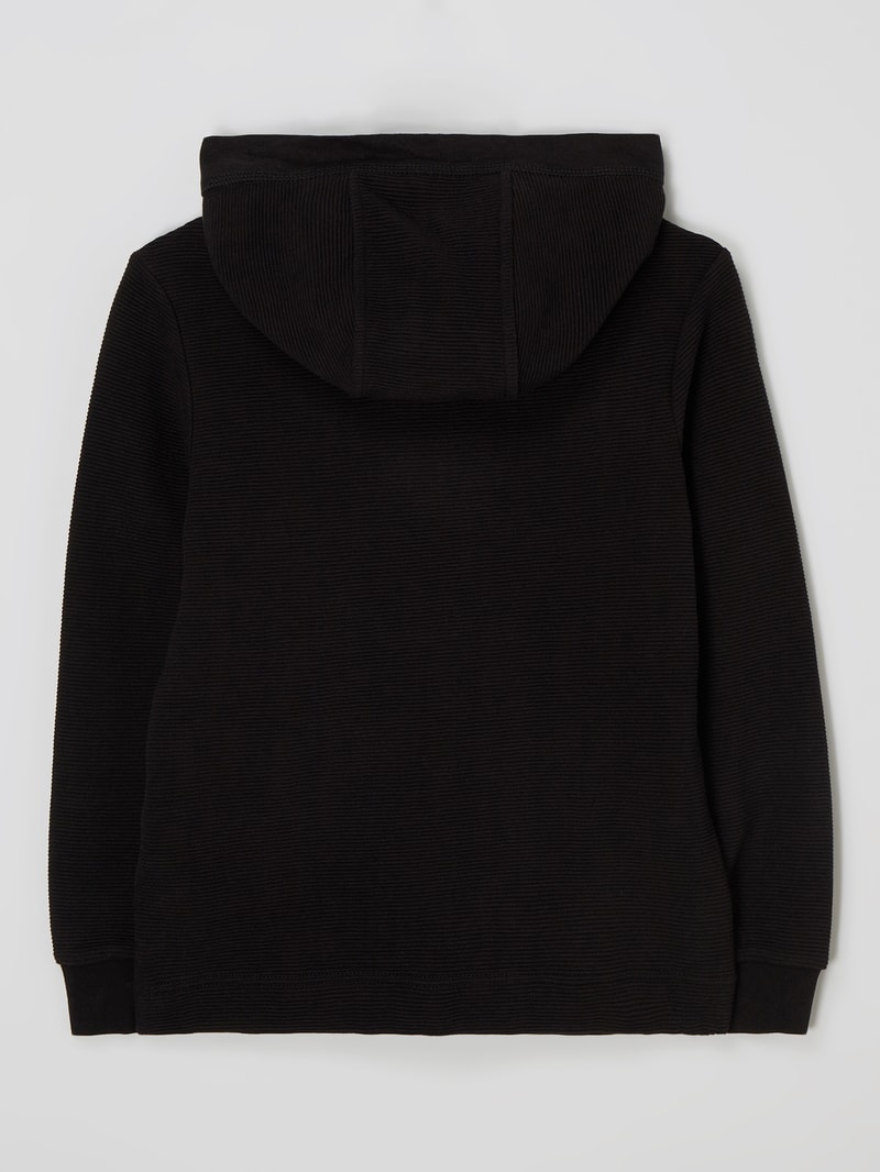 Hoodie mit Rippenstruktur in schwarz