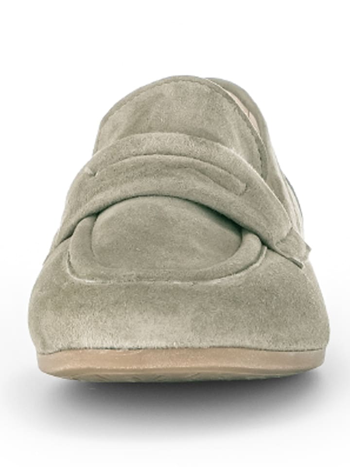 Gabor Leder-Slipper in Khaki günstig kaufen