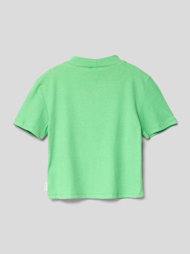 Cropped T-Shirt mit Stehkragen in grün