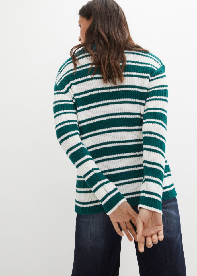 Gerippter Pullover mit Kragen