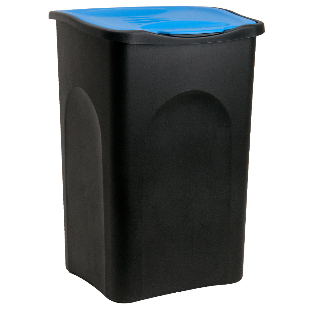 Casaria Deuba® Mülleimer Schwarz/Blau Kunststoff 50L