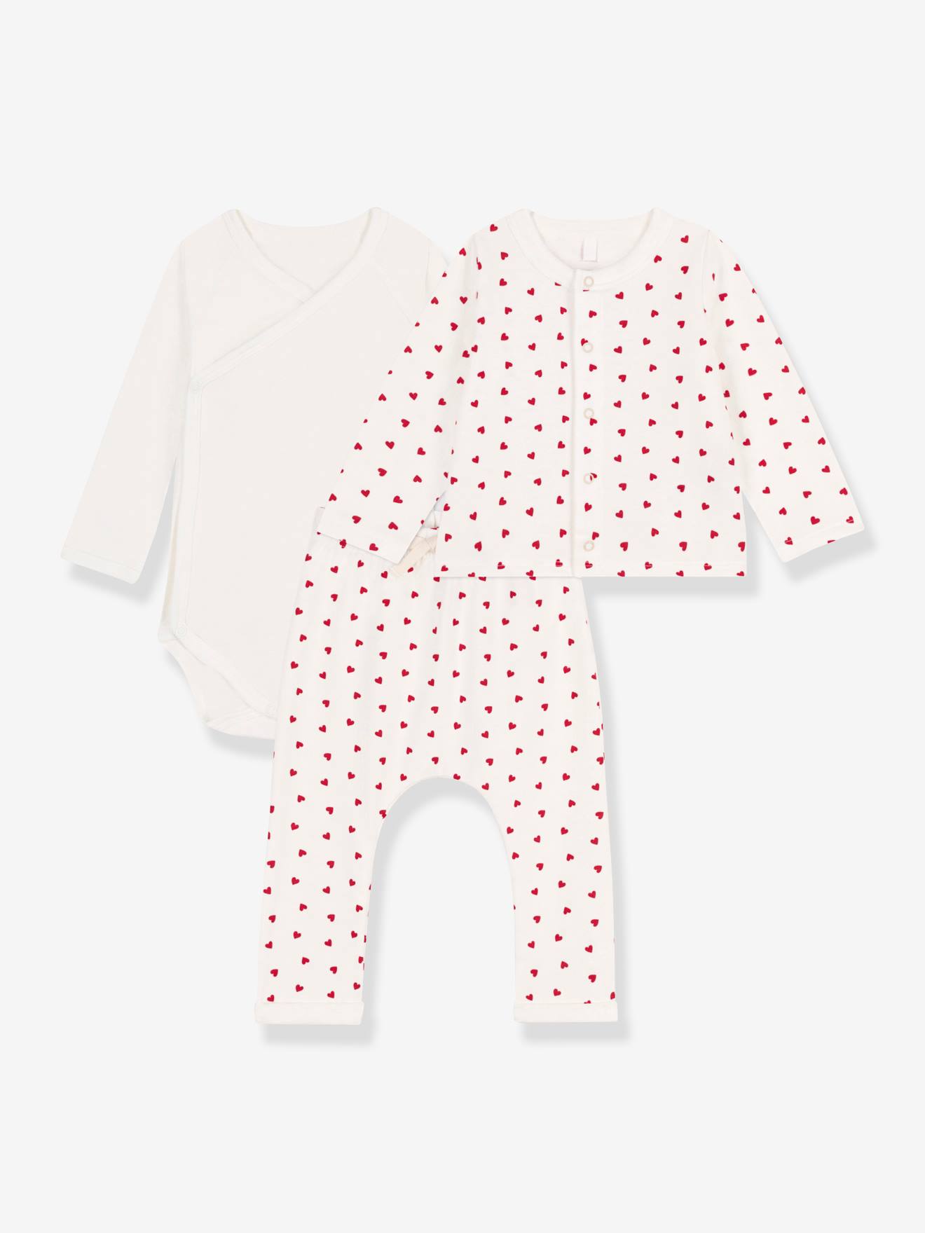 Ensemble naissance en coton bio PETIT BATEAU blanc