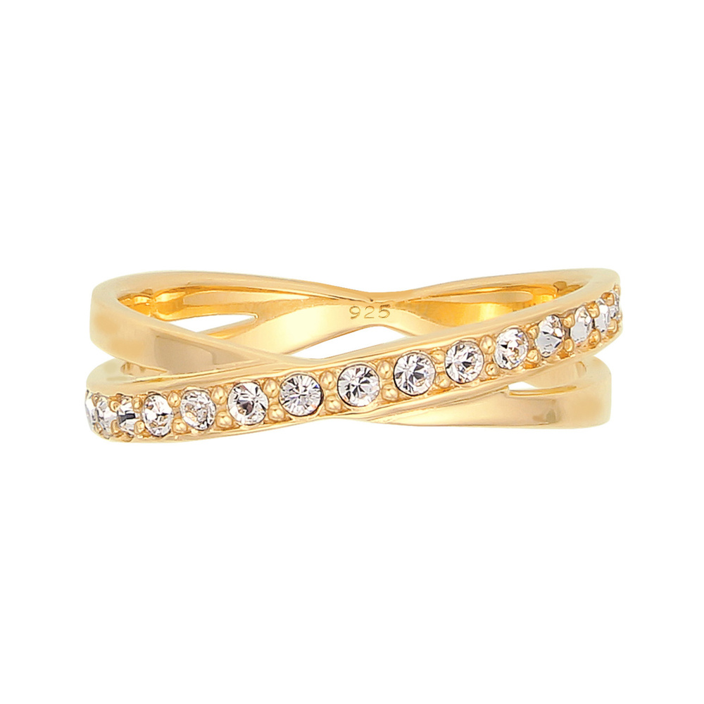 Elli Elli Bague Femmes Enroulement Élégant avec Cristaux en Argent Sterling 925 Bague