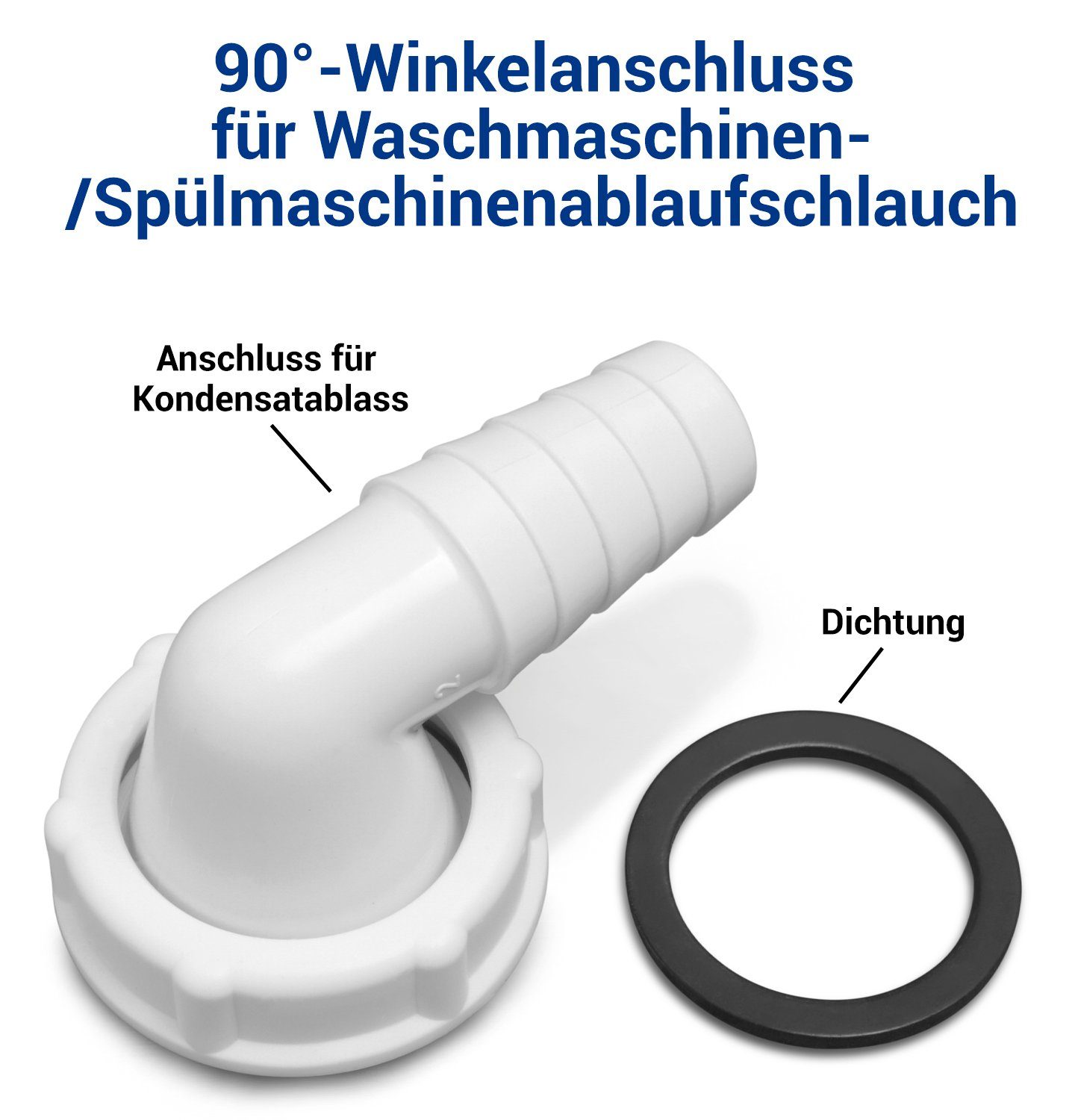 VIOKS Schlauchadapter Winkelverschraubung mit Dichtung, für 1 1/4 Zoll Siphon Waschmaschine Spülmaschine