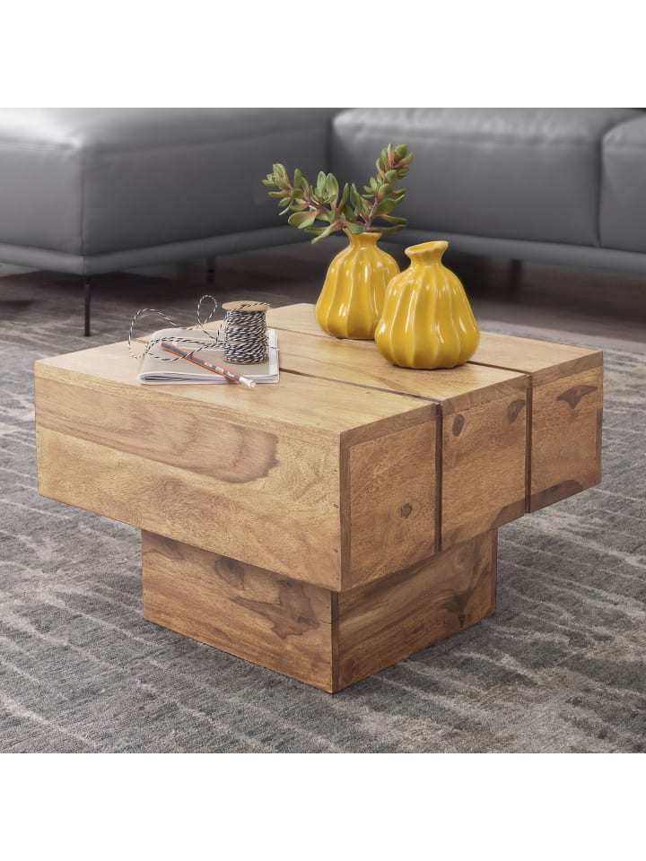 KADIMA DESIGN Beistelltisch Massivholz Wohnzimmertisch 44 x 44 x 30 cm in Akazie günstig kaufen onesize