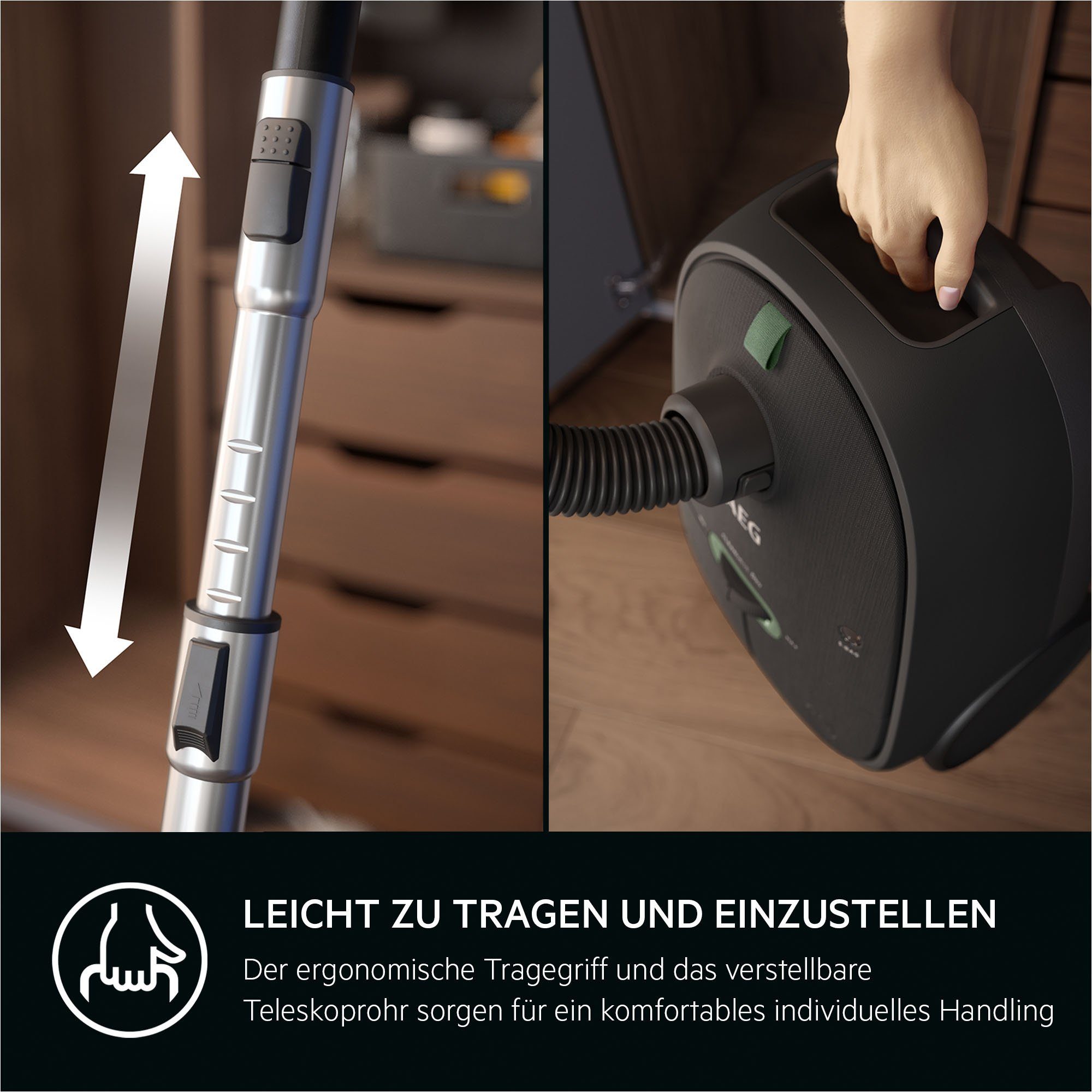 AEG Bodenstaubsauger CLEAN 6000 ÖKO (AB61C2ÖKO), 850 W, mit Beutel, hohe Saugleistung, inkl. Zusatzdüsen, 65 % Recyclingkunststoff