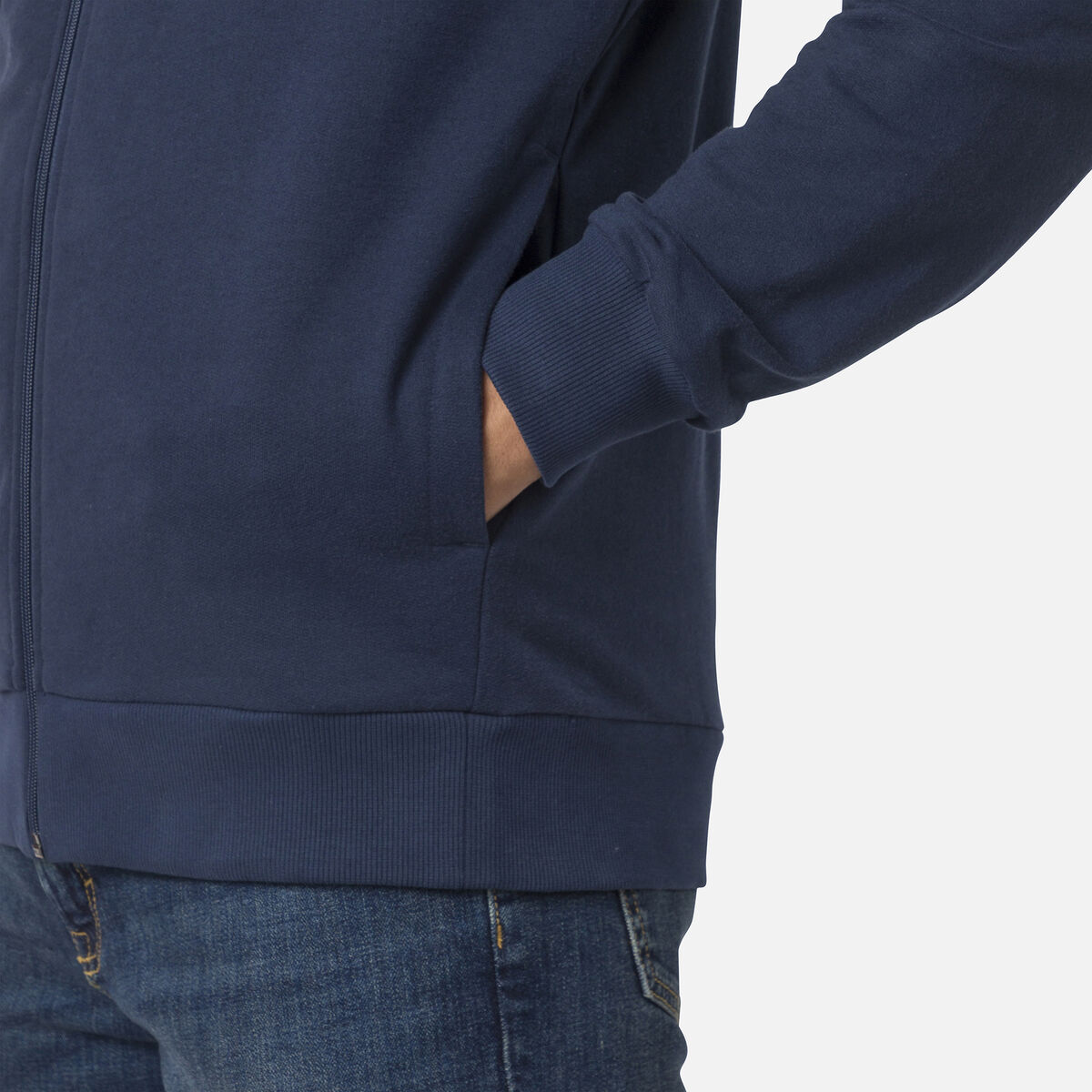Herrensweatshirt mit Kapuze, Logo und durchgehendem Reißverschluss