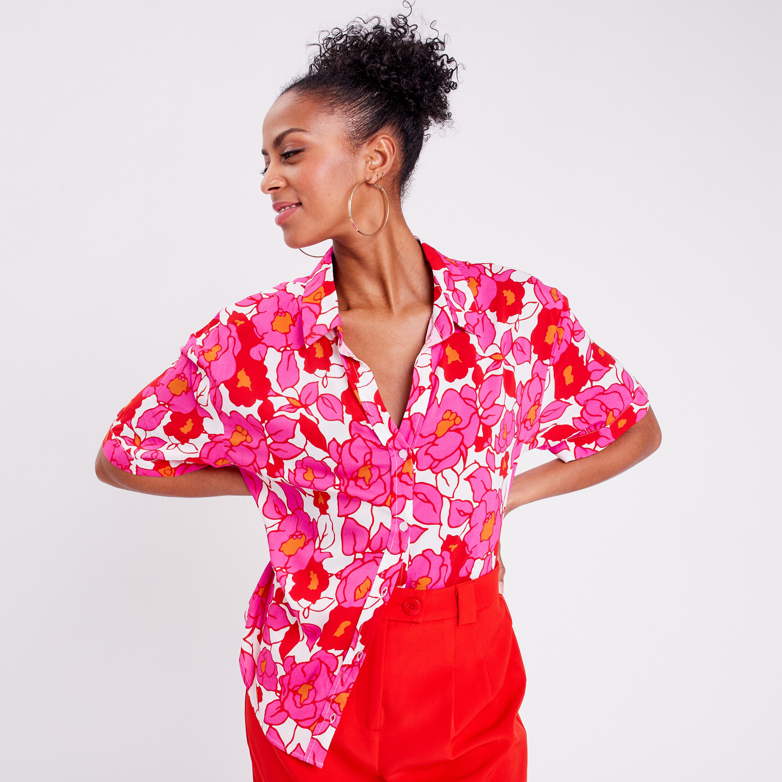 Chemise manches courtes blanc femme | Cache Cache