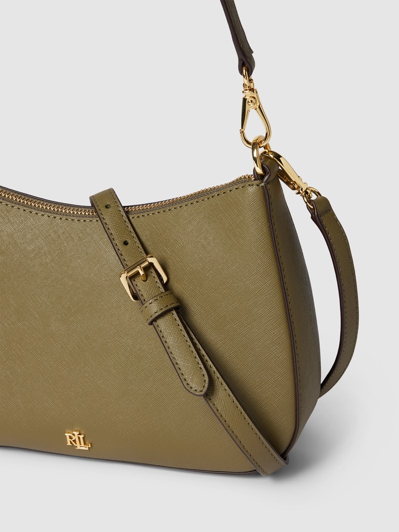 Schultertasche mit Label-Applikation Modell 'DANNI' in olivgrün